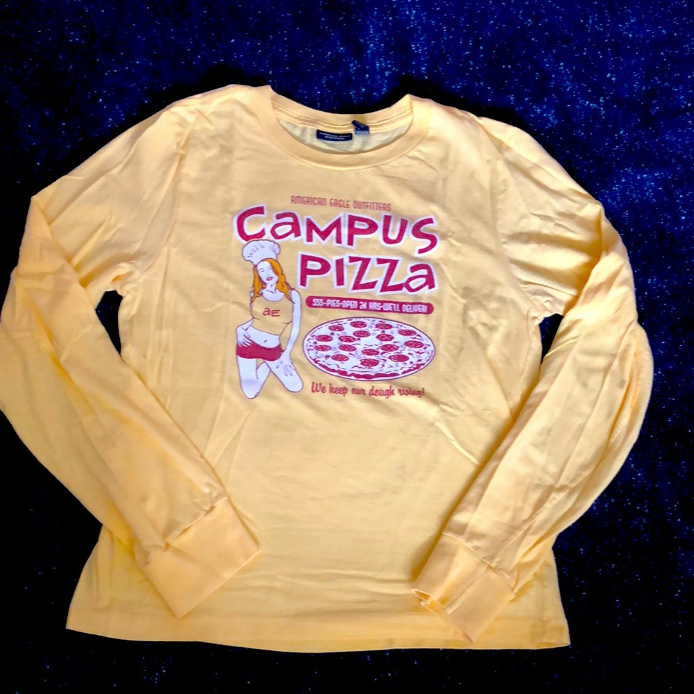 AE vintage campus pizza long sleeve tee